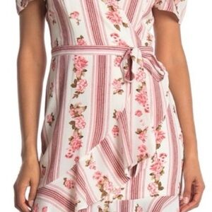 Betsey Johnson Rosebud Pink and White Ruffled Wrap Sundress